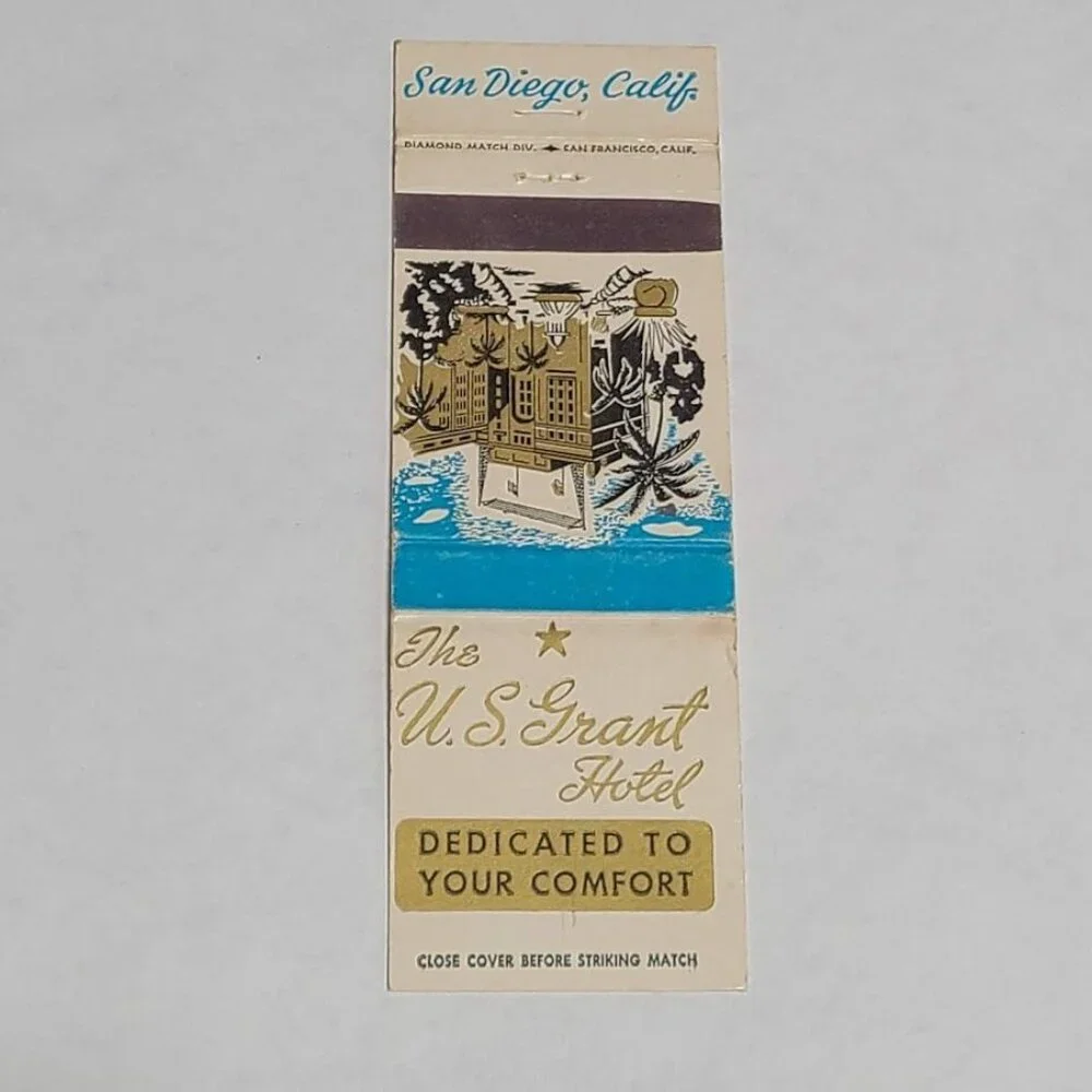 Vintage Matchbook Cover US Grant Hotel San Diego CA California - Picture 3 of 4